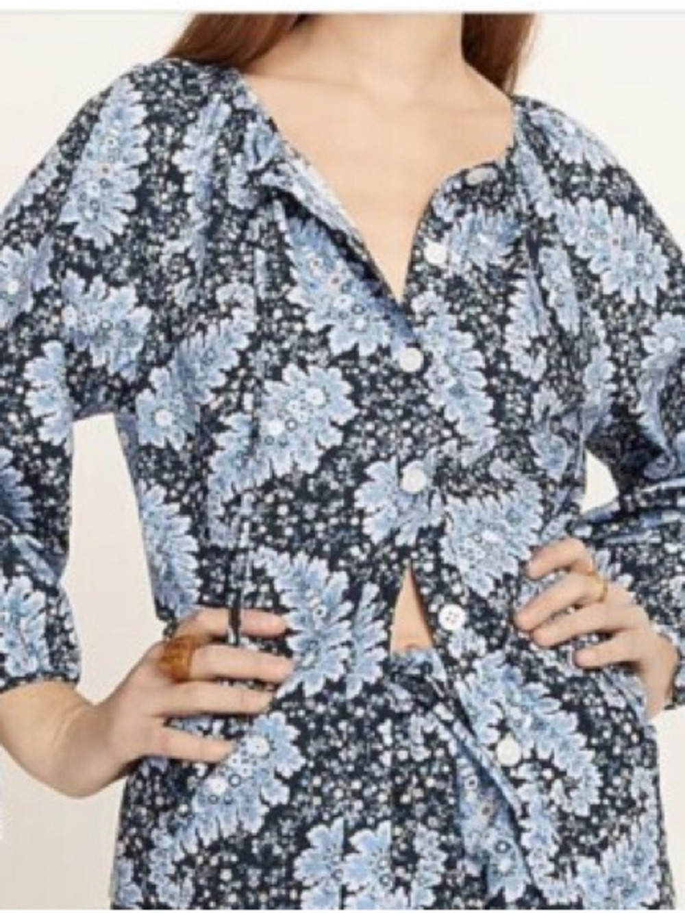 J. Crew Collection Tie sleeve Button Front Top Ratti Pacific Paisley Size L - Picture 13 of 14